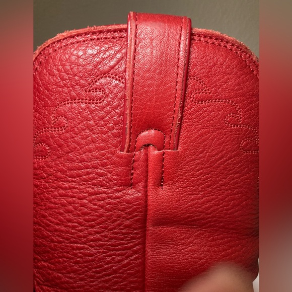 Red Leather Women's Cowboy Boots - Picture 7 of 13